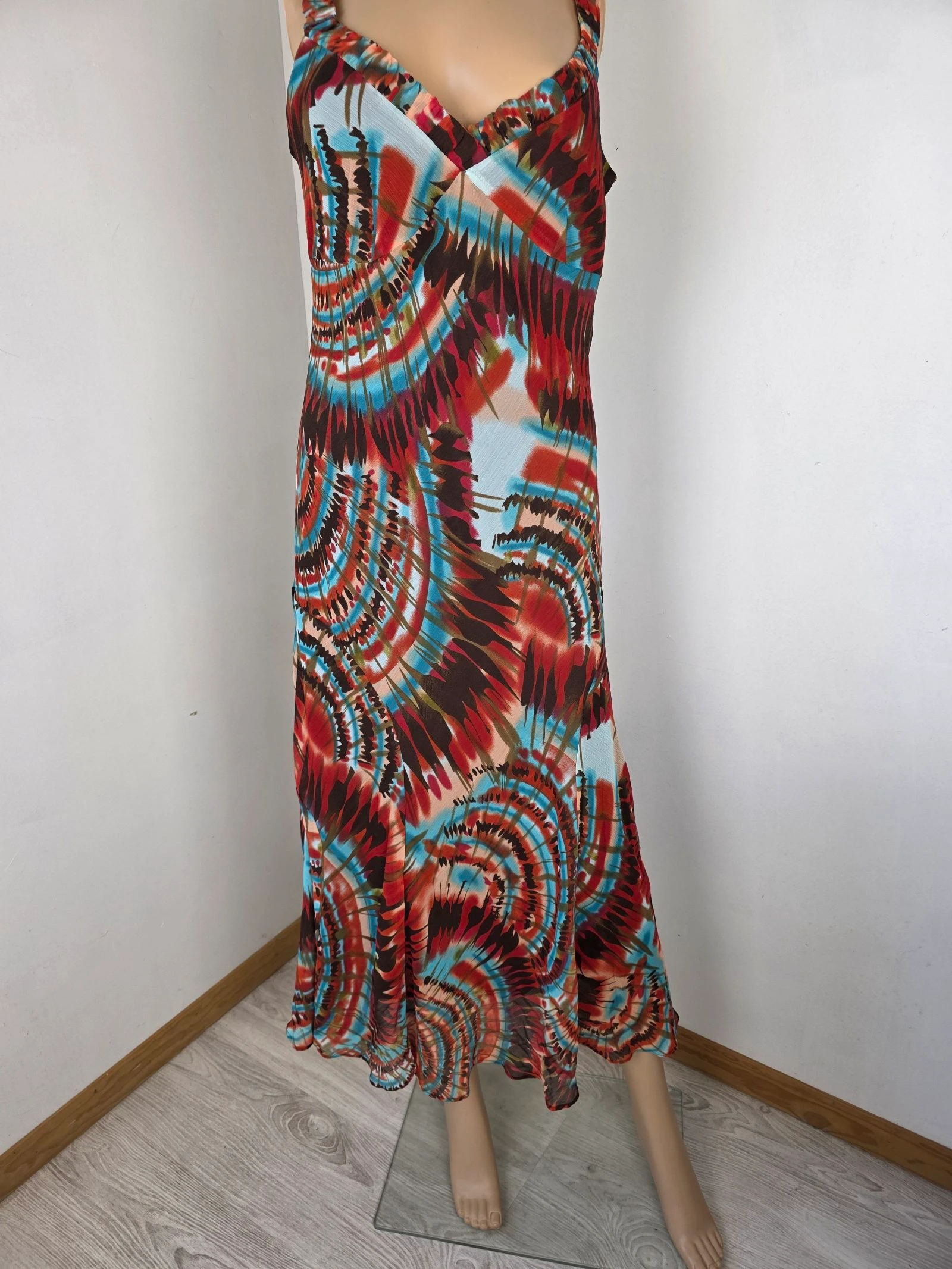 Lange vloeiende jurk met psychedelisch motief / tie-dye Y2K vintage bohemien trend maat 40/42 – photo 12